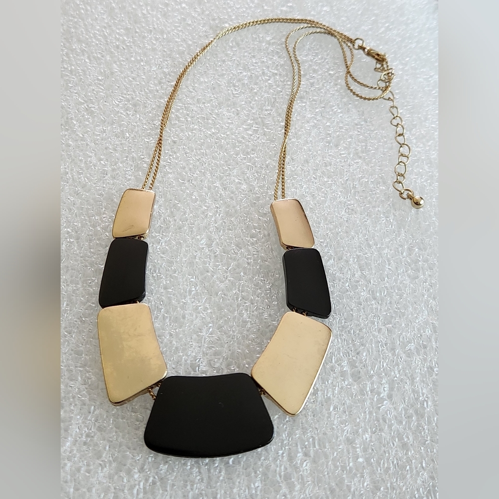 GOLD TONE AND BLACK TWO-STRAND NECKLACE